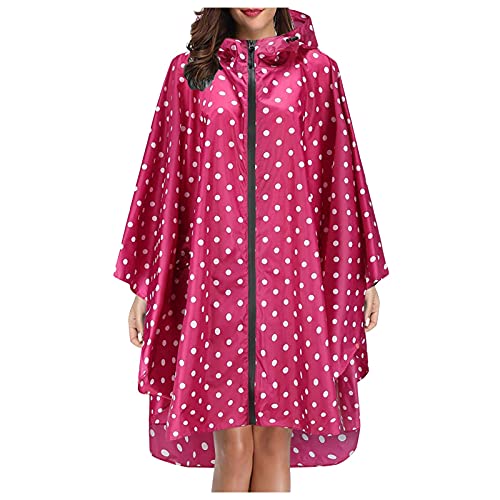 Regenponcho Damen Regencape Wasserdicht Poncho Regen Mit Einstellbar Kapuze Gedruckt Fahrrad Wandern Regenmantel Stilvoll Wiederverwendbar Leicht Draussen Regenmäntel Unisex Regenjacke Hot Pink von Siweiy