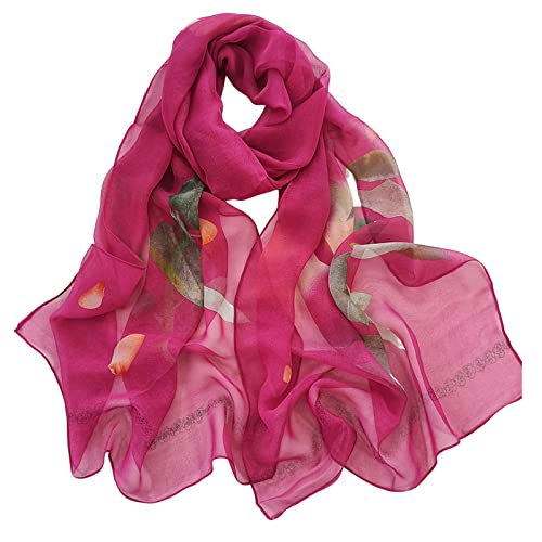 Seiden-Tuch Damen Farbverlauf Temperament Seidenschal zeremonielle Dekoration lange Seidenschal Damen Chiffon Nickituch in einfarbig unicolor Loop Natur Pusteblumen Blumen Print Aufdruck von Siweiy