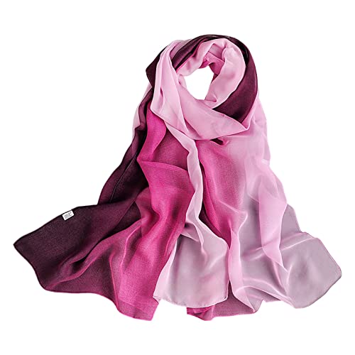 Seiden-Tuch Damen Farbverlauf Temperament Seidenschal zeremonielle Dekoration lange Seidenschal Damen Chiffon Nickituch in einfarbig unicolor Loop Natur Pusteblumen Blumen Print Aufdruck von Siweiy