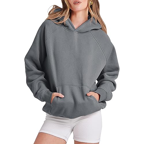 Siweiy Hoodie Damen Sweatshirt Langarm Pullover Kapuzenpullover Oversize Einfarbig Hoody mit Kapuze & Tasche Herbst Winter Frauen Halloween Druck Locker Casual Oberteil Sport Pulli Waffelpullover von Siweiy