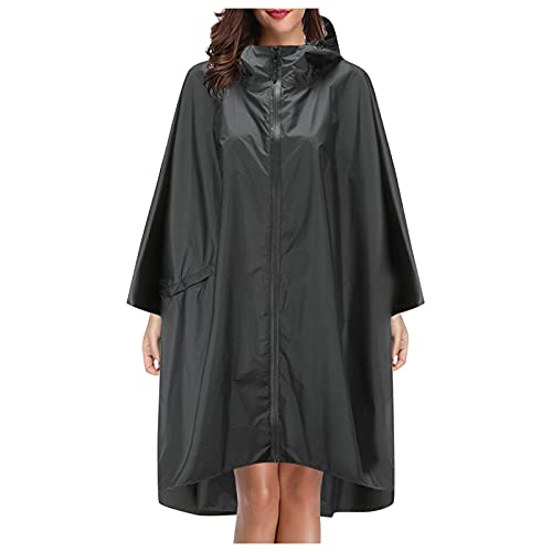 Siweiy Regenponcho Damen Regencape Wasserdicht Poncho Regen Mit Einstellbar Kapuze Gedruckt Fahrrad Wandern Regenmantel Stilvoll Wiederverwendbar Leicht Draussen Regenmäntel Unisex Regenjacke Black von Siweiy