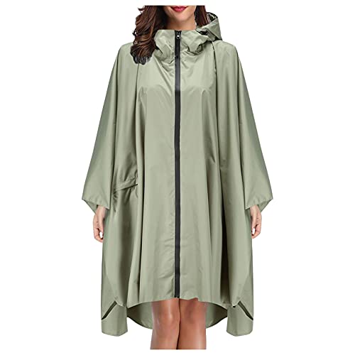 Siweiy Regenponcho Damen Regencape Wasserdicht Poncho Regen Mit Einstellbar Kapuze Gedruckt Fahrrad Wandern Regenmantel Stilvoll Wiederverwendbar Leicht Draussen Regenmäntel Unisex Regenjacke Green von Siweiy