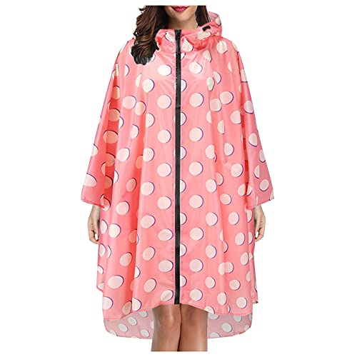 Siweiy Regenponcho Damen Regencape Wasserdicht Poncho Regen Mit Einstellbar Kapuze Gedruckt Fahrrad Wandern Regenmantel Stilvoll Wiederverwendbar Leicht Draussen Regenmäntel Unisex Regenjacke Pink von Siweiy