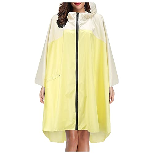 Siweiy Regenponcho Damen Regencape Wasserdicht Poncho Regen Mit Einstellbar Kapuze Gedruckt Fahrrad Wandern Regenmantel Stilvoll Wiederverwendbar Leicht Draussen Regenmäntel Unisex Regenjacke Yellow von Siweiy