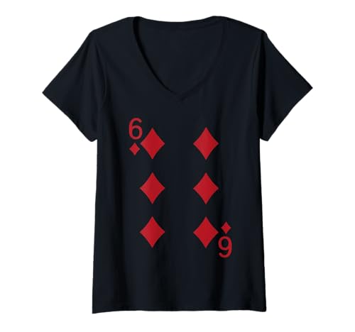 Damen Six Diamond Card Poker Vegas Kostüm T-Shirt mit V-Ausschnitt Damen Six Diamond Card Poker Vegas Kostüm T-Shirt mit V-Ausschnitt von Six Cards Outfit