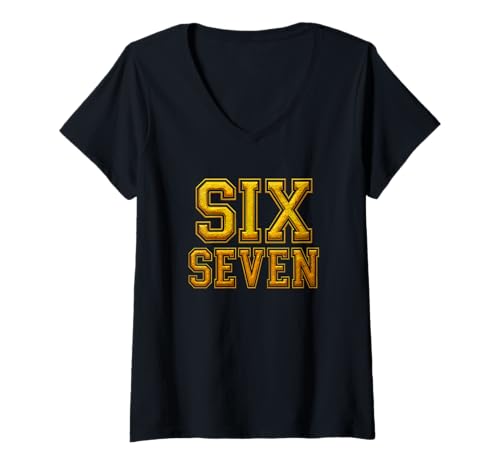 Damen Six Seven 67 Gen Alpha Lustiges Slang-Meme T-Shirt mit V-Ausschnitt von Six Seven 67 Gen Alpha Funny Slang Meme