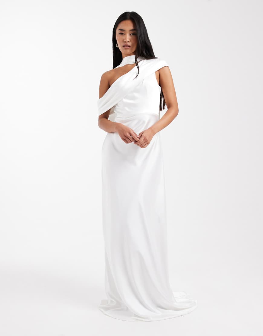 Six Stories - Bridal - Maxi-Brautkleid aus Satin in Weiß mit One-Shoulder-Träger von Six Stories