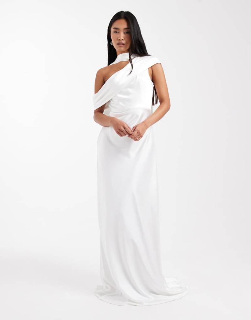 Six Stories - Bridal - Maxi-Brautkleid aus Satin in Weiß mit One-Shoulder-Träger von Six Stories
