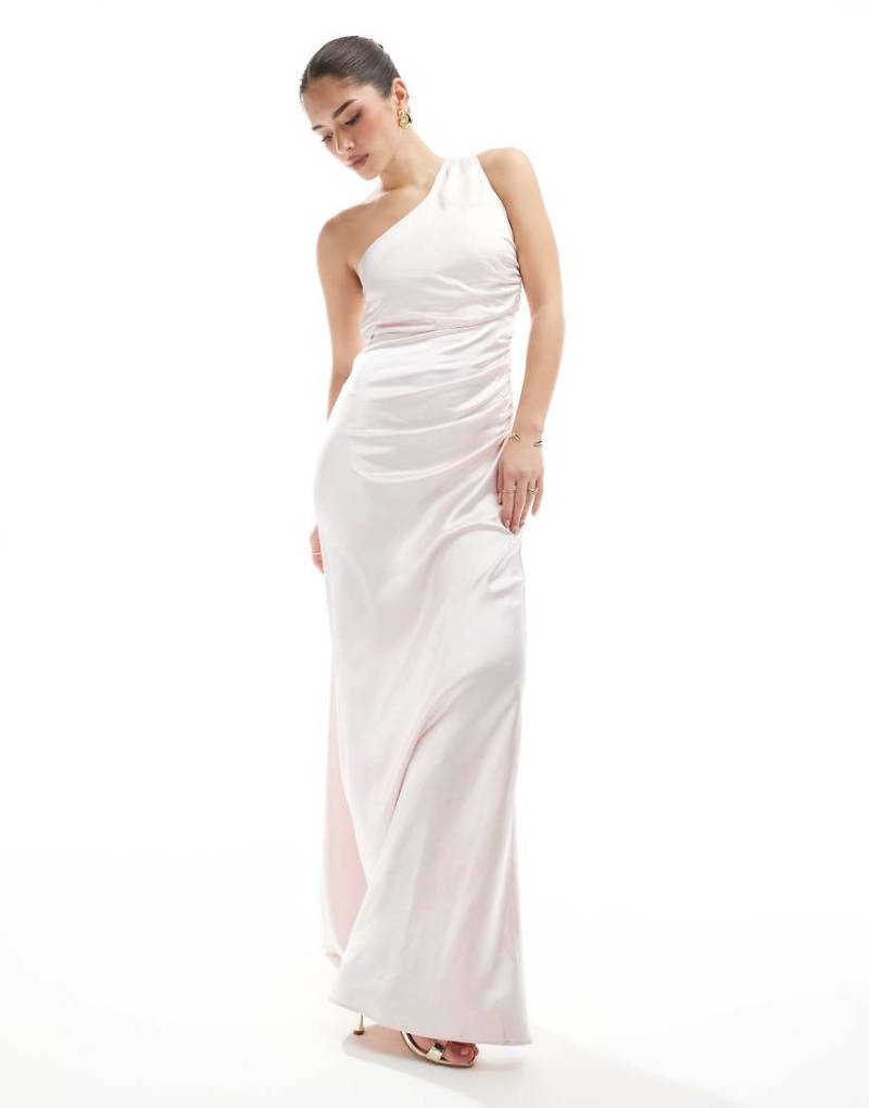 Six Stories - Bridesmaid - Maxikleid aus Satin in Puderrosa mit One-Shoulder-Träger von Six Stories