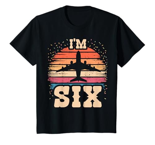 Kinder Flugzeug 6 Jahre alt Geburtstag Junge Mädchen 6. Pilot Geburtstag T-Shirt von Six Year Old Airplanes Lovers Sixth Birthday