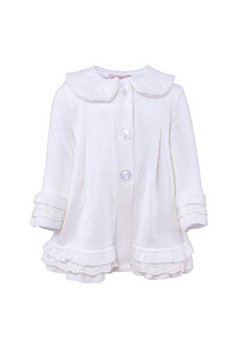 Six4kids Baby Mädchen Mantel mit Mütze Taufmantel Strickmantel Strickmütze Set Taufe (9-12 Monate) von Six4kids