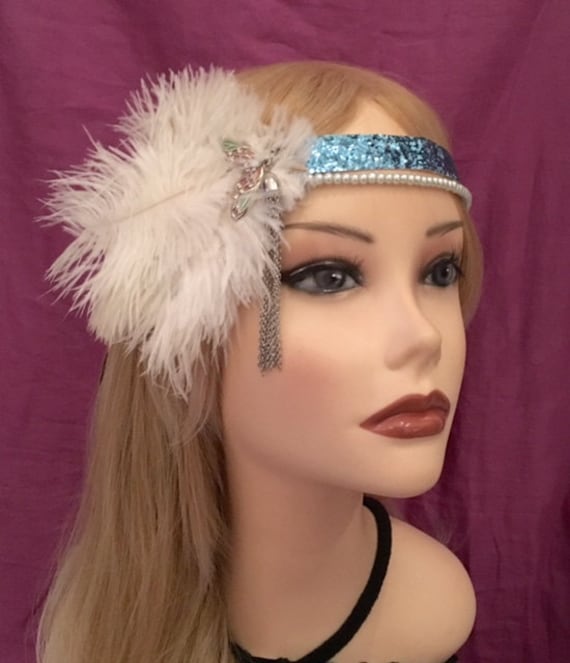 20Er Jahre Style Blaugrün Grün Türkis Silber Perlen Strauß Feder Flapper Stirnband Kopfband Stück 1920Er Glitter Quaste Schwarz Matt | 629 20Er Jahre Style Blaugrün Grün Türkis Silber Perlen Strauß Feder Flapper Stirnband Kopfband Stück 1920Er Glitter Quaste Schwarz Matt | 629 von SixFeathersStudio