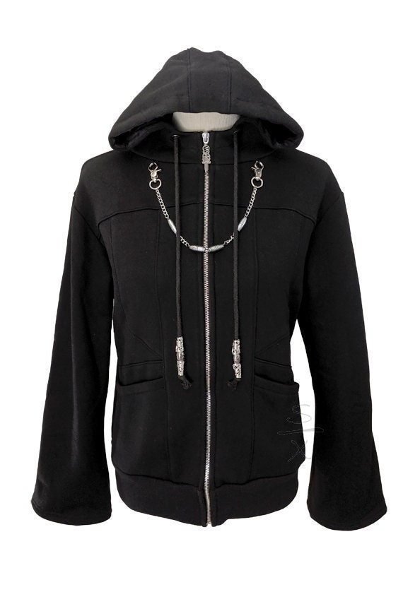 Kingdom Hearts Organisation Xiii Hoodie Jacke Umhang 13 Niemand Cosplay Hoody Mit Kette Oversized Haube Roxas Axel Xion Kostüm von SixOnClothing