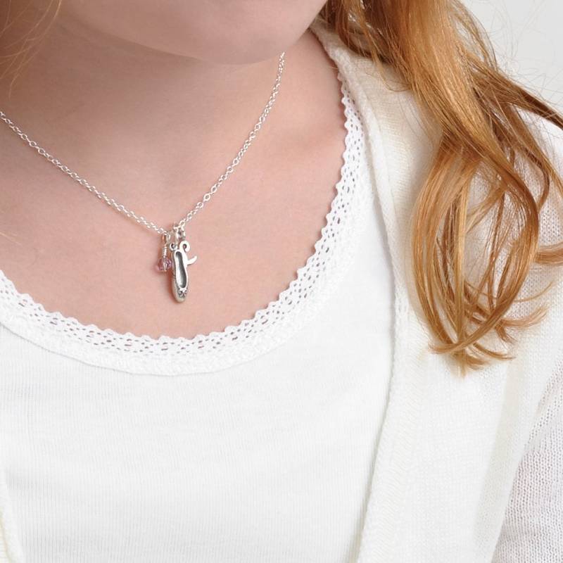 Ballettschuh-Halskette Aus 925Er Silber Personalisierte Initial - Und Geburtsstein von SixSistersBeadworks