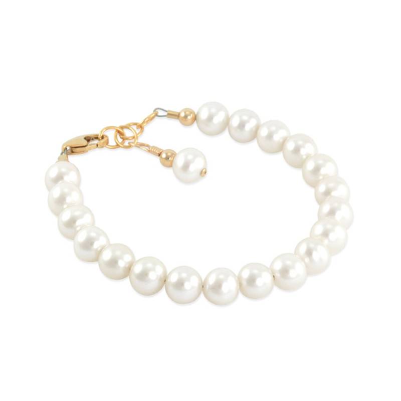 Erstes Perlenarmband Baby Girl Elfenbeinperle, Sterling Silber Verschluss von SixSistersBeadworks