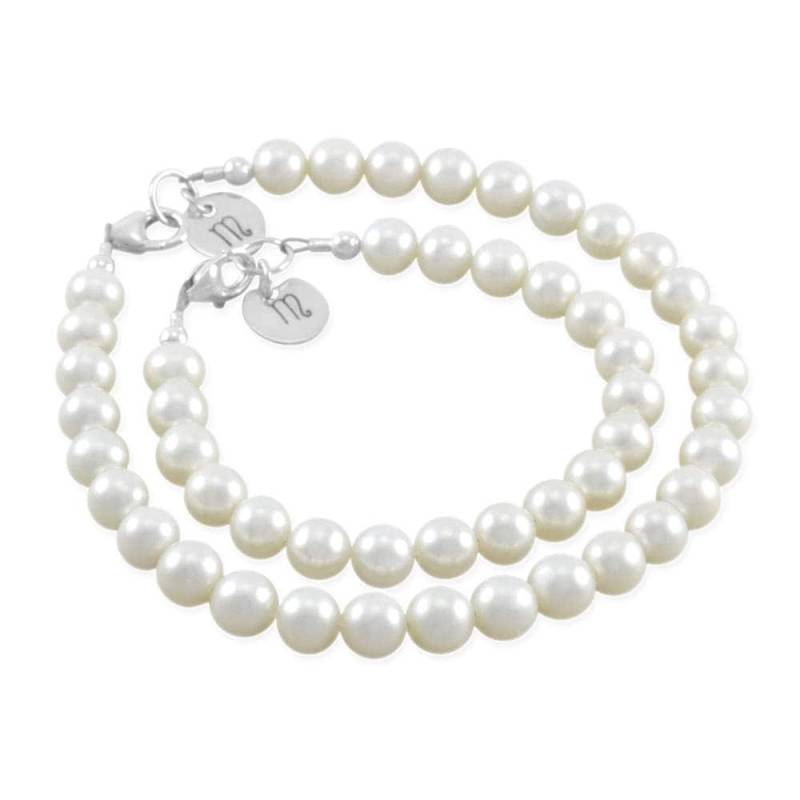 Mama Und Ich Perlenarmband Set Sterling Silber Initial Plättchen, Mutter Tochter Schmuck von SixSistersBeadworks