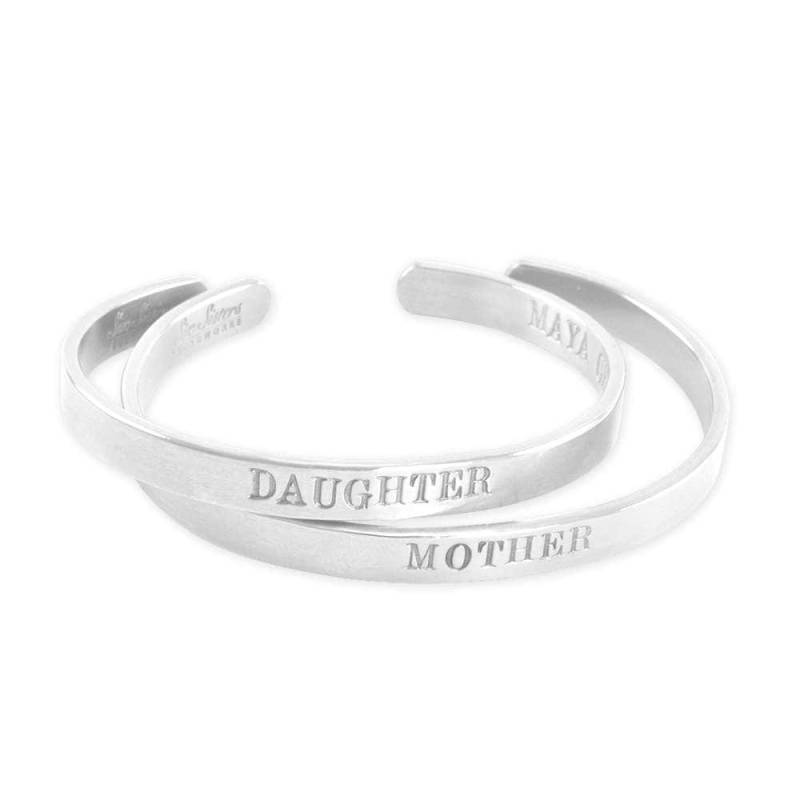 Mutter Tochter Sterling Silber Manschette Armbänder Personalisierter Gestempelter Schmuck von SixSistersBeadworks