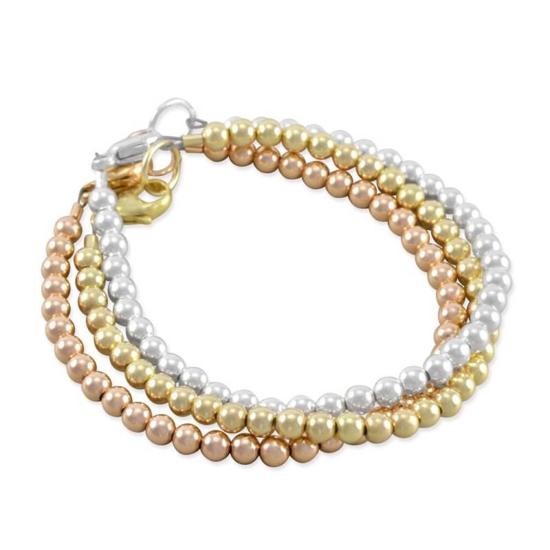 Rose Gold Baby Armband Set Sterling Silber & 14K Gelbgold Perlen Armbänder von SixSistersBeadworks