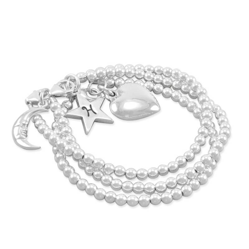 Sterling Silber Stern Mond Herz Armband Set - Mama Und Ich Geschenk von SixSistersBeadworks