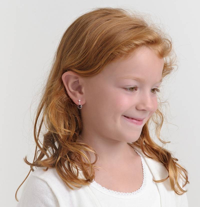 sterling Silber Kleine Mädchen Ohrringe Februar Geburtsstein Amethyst Anhänger von SixSistersBeadworks