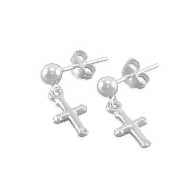 sterling Silber Kreuz Ohrringe Erstkommunion Geschenk Für Mädchen von SixSistersBeadworks