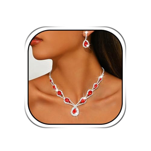 Sixexey Brautschmuck-Set für Hochzeit, silberfarbenes Strass-Halsketten-Set, Abschlussball, Kostüm, Halsschmuck für Damen, One size, Metall, Kein edelstein von Sixexey