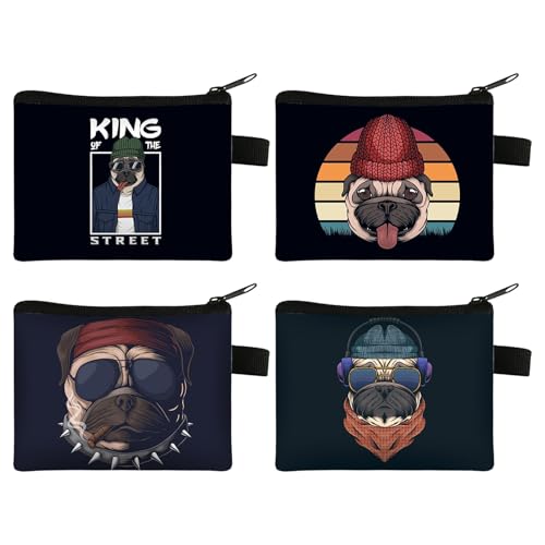 Sixfolo 4 Stück Mini Geldbeutel Hund Kleine Geldbörse Damen Mini Münzbeutel Kinder Tragbare Münzbörse Klein mit Reißverschluss für Münzen Karten Schlüssel Kosmetik von Sixfolo