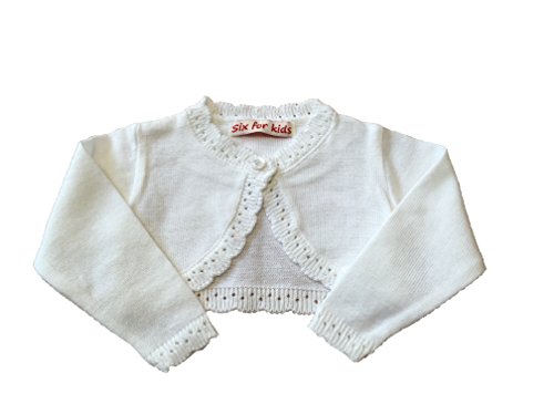 Sixforkids Mädchen Bolero Strickjacke Taufe Kommunion Jacke Strickbolero Taufjacke (146) von Sixforkids