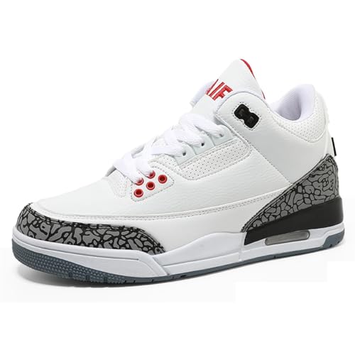 AJ3Sixfox Herren-Sportschuhe große Turnschuhe Mode Sport Basketballschuhe Herren- und Damen-Retro-Schuhe Freizeitschuhe Weiß-Rot39EU von Sixfox