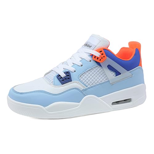 AJ4Sixfox Herren Sportschuhe Große Größe Sportschuhe Herren Basketballschuhe Mode Sport Basketballschuhe Unisex Retro-Schuhe weiß blau orange43EU von Sixfox