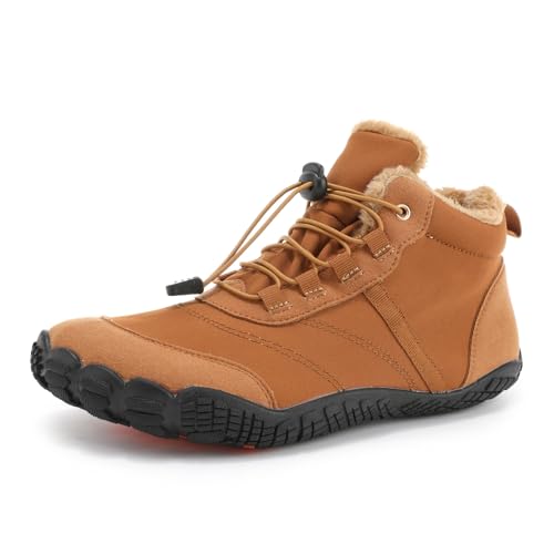 Herbst und Winter Outdoor Schneestiefel verdickte Herren- und Damen-Baumwollschuhe Fünf-Finger-Wanderschuhe breite Handfläche wasserdichte Schuhe 500Braun43 von Sixfox