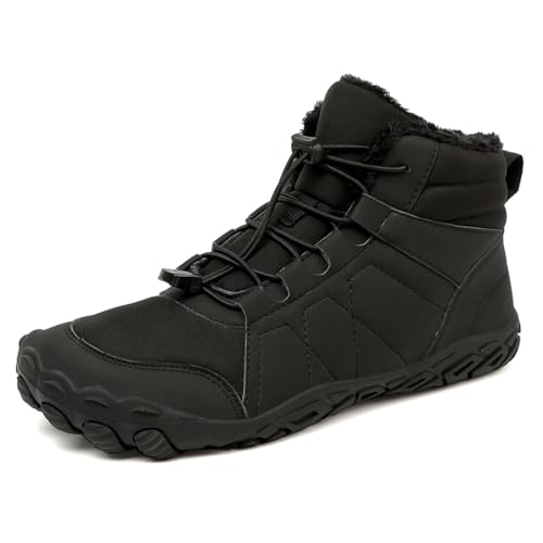Herbst und Winter Outdoor Schneestiefel verdickte Herren- und Damen-Baumwollschuhe Fünf-Finger-Wanderschuhe breite Handfläche wasserdichte Schuhe 708Schwarz45 von Sixfox