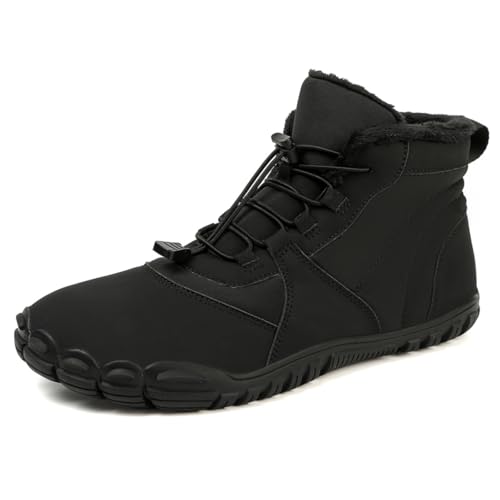 Herbst und Winter Outdoor Schneestiefel verdickte Herren- und Damen-Baumwollschuhe Fünf-Finger-Wanderschuhe breite Handfläche wasserdichte Schuhe 8688Schwarz40 von Sixfox