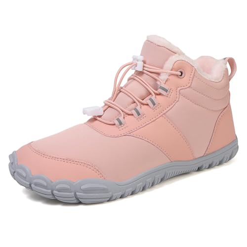 Herbst und Winter Outdoor Schneestiefel verdickte Herren- und Damen-Baumwollschuhe Fünf-Finger-Wanderschuhe breite Handfläche wasserdichte Schuhe 908Rosa39 von Sixfox