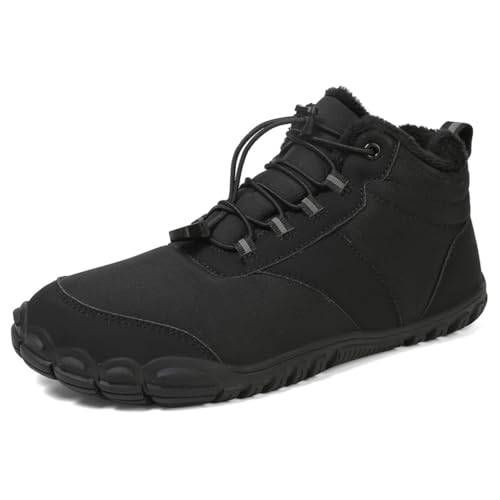 Herbst und Winter Outdoor Schneestiefel verdickte Herren- und Damen-Baumwollschuhe Fünf-Finger-Wanderschuhe breite Handfläche wasserdichte Schuhe 908Schwarz44 von Sixfox