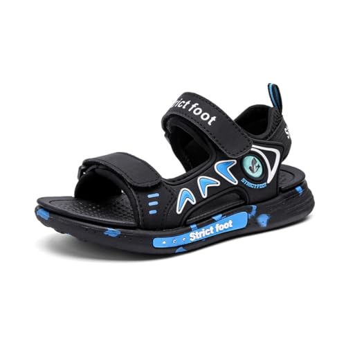 Jungen Mädchen Sommer Sandalen Strand Wandersandale Trekkingsandalen Sport- Outdoor Kinder Sommerschuhe sandalen 2903-Schwarz Blau31EU von Sixfox