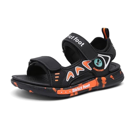 Jungen Mädchen Sommer Sandalen Strand Wandersandale Trekkingsandalen Sport- Outdoor Kinder Sommerschuhe sandalen 2903-Schwarzorange31EU von Sixfox