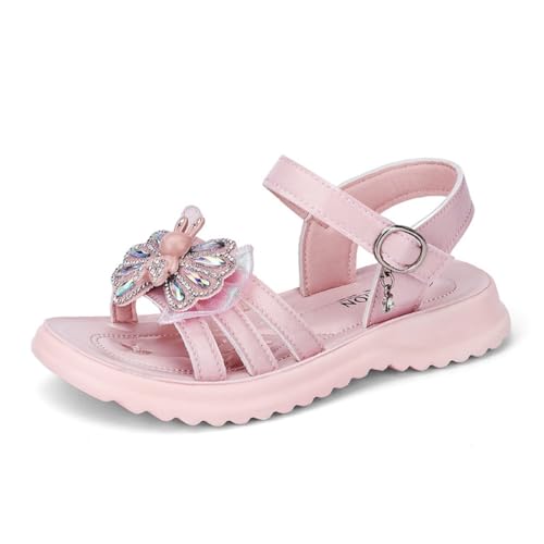 Mädchen Keilsandalen Kindersandalen Sommer Schmetterling mit Verstellbarer Knöchel und Strassverzierter geflochtener Riemen 508-Rosa29EU von Sixfox