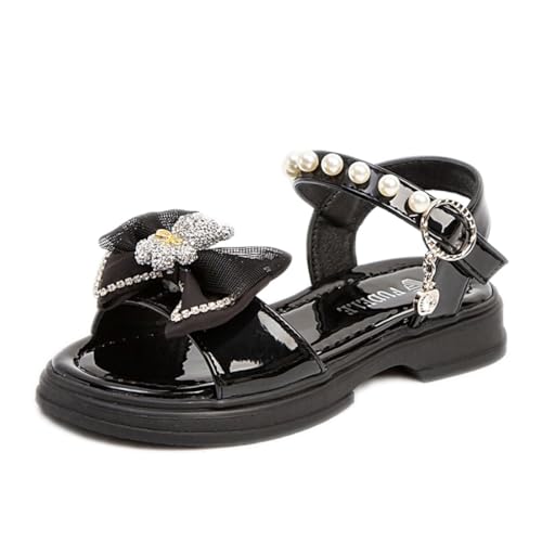 Mädchen Keilsandalen Kindersandalen Sommer Schmetterling mit Verstellbarer Knöchel und Strassverzierter geflochtener Riemen 922-Schwarz26EU von Sixfox