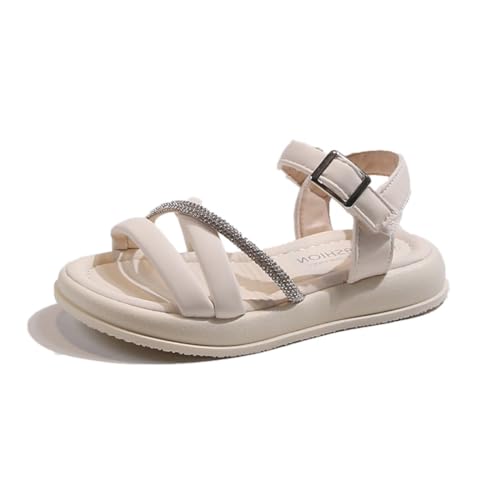 Mädchen Keilsandalen Kindersandalen Sommer Schmetterling mit Verstellbarer Knöchel und Strassverzierter geflochtener Riemen A-25-Weiß26EU von Sixfox