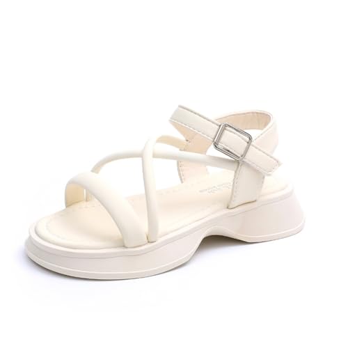 Mädchen Keilsandalen Kindersandalen Sommer Schmetterling mit Verstellbarer Knöchel und Strassverzierter geflochtener Riemen L5866-beige35EU von Sixfox