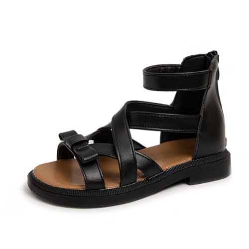 Mädchen Keilsandalen Kindersandalen Sommer Schmetterling mit Verstellbarer Knöchel und Strassverzierter geflochtener Riemen SQ-305-Schwarz35EU von Sixfox