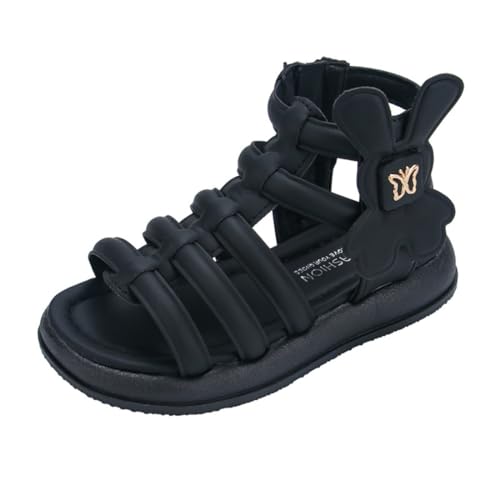 Mädchen Keilsandalen Kindersandalen Sommer Schmetterling mit Verstellbarer Knöchel und Strassverzierter geflochtener Riemen xc566-Schwarz28EU von Sixfox