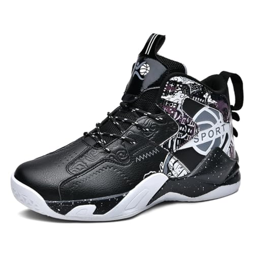 Männer Basketball Schuhe, Jungen Basketball Schuhe, Basketball Trainingsschuhe, Bequeme Tennis Trainingsschuhe，Jugend-Basketballschuhe 851-Schwarz40EU von Sixfox