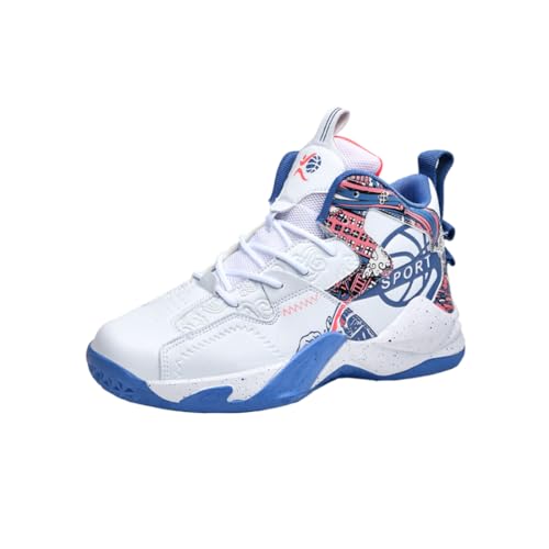 Männer Basketball Schuhe, Jungen Basketball Schuhe, Basketball Trainingsschuhe, Bequeme Tennis Trainingsschuhe，Jugend-Basketballschuhe 851-weiß Blau36EU von Sixfox