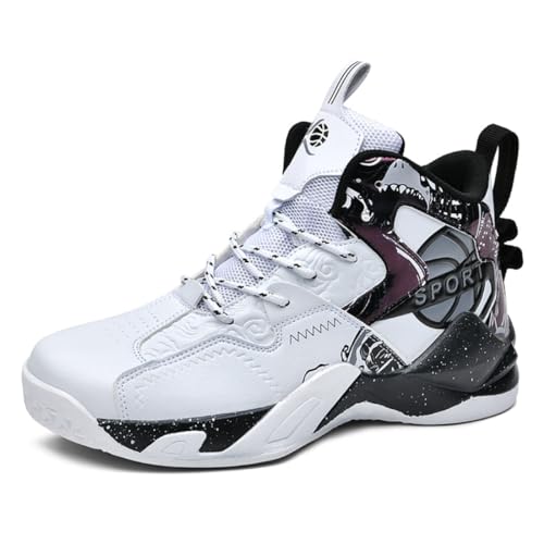 Männer Basketball Schuhe, Jungen Basketball Schuhe, Basketball Trainingsschuhe, Bequeme Tennis Trainingsschuhe，Jugend-Basketballschuhe 851-weiß schwarz37EU von Sixfox