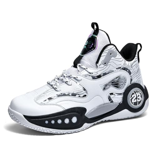 Männer Basketball Schuhe, Jungen Basketball Schuhe, Basketball Trainingsschuhe, Bequeme Tennis Trainingsschuhe，Jugend-Basketballschuhe 873-weiß schwarz39EU von Sixfox