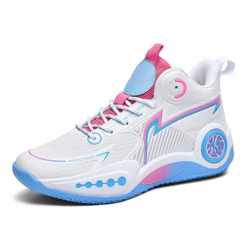 Männer Basketball Schuhe, Jungen Basketball Schuhe, Basketball Trainingsschuhe, Bequeme Tennis Trainingsschuhe，Jugend-Basketballschuhe 880-weiß Blau35EU von Sixfox