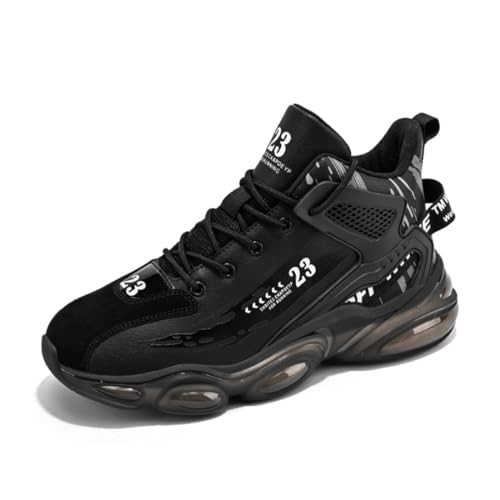 Männer Basketball Schuhe, Jungen Basketball Schuhe, Basketball Trainingsschuhe, Bequeme Tennis Trainingsschuhe，Jugend-Basketballschuhe 9987-Schwarz40EU von Sixfox