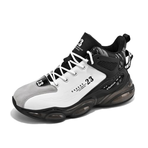 Männer Basketball Schuhe, Jungen Basketball Schuhe, Basketball Trainingsschuhe, Bequeme Tennis Trainingsschuhe，Jugend-Basketballschuhe 9987-weiß schwarz39EU von Sixfox